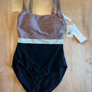 Gottex classic One Piece Swimsuit in Black and Brown size 6
